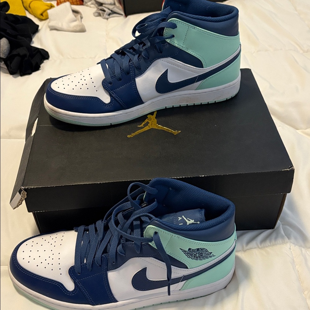 Nike Air Jordan Mid Blue and Mint High Tops